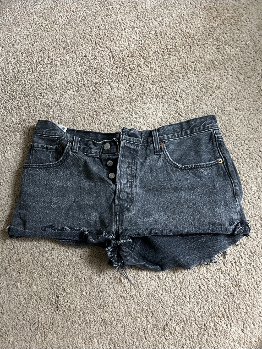 Levi Black High-Rise Denim Cutoff Shorts
